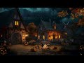 Autumn Village Halloween Ambience: Crackling Fire and Crickets for a Spooky Night