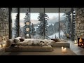Cozy Apartment In A Day Warm Winter With The Beauty Of Snowfall & Crackling Fireplace Sound To Relax