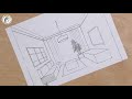 How to drawing in 1-point perspective | Interior Design |كيف أرسم بالمنظور| تصميم داخلي حجرة الجلوس