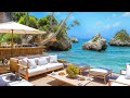 Morning Jazz at Seaside Cafe Ambience | Elegant Bossa Nova Music and Ocean Waves for Positive Moods