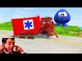 LONG CARS vs SPEEDBUMPS - Big & Small Red Vizor Monster Truck VS Thomas Trains | BeamNG.drive