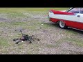 Drone crash at hotrod car show - barely misses an immaculate car