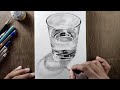 How to draw a glass of water step by step / realistic glass drawing #glass ,#drawing
