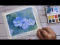 Watercolor blue flax flower painting for beginners with step-by-step instructions.