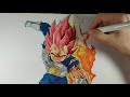 Trying new Ohuhu Dual-Tip Brush markers  | Drawing Vegeta Super Saiyan God  | Dragon Ball Super