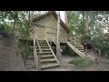 Girl Living Off the Grid, Build The Most Beautiful Bamboo Villa House in my Backyard