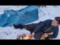 Solo winter tarp camping in deep snow - Had to abort!