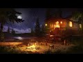Rustic Caravan Ambience Part II - Campfire by the Lake with Nature Sounds at Night for Relaxation