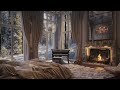 Tranquil Fireplace and Piano ASMR | Royal Bedroom Ambiance | Cozy Winter Night | Relaxing Sleep