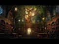 Magical Library | Fireplace And Library Sounds, Bird Singing, Ambient Music