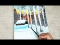 amazing snowy landscape 🌨️/draw snowy landscape by 3 magic colours ❄️