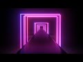 Ultraviolet Tunnel of Futuristic Neon Light Square Laser Reflection 4K VJ Loop Moving Background