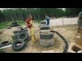 How to build an earthship (filling tires)