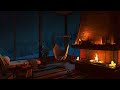Relaxing Blizzard for Sleep | Snowstorm Sounds with Fireplace Crackling