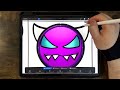 Drawing GEOMETRY DASH Difficulty Faces ORIGINAL VS  3D / How to color GEOMETRY DASH