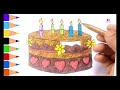 A Cute Cake Drawing Painting & Colouring for kids Toddlers , Beautiful Cake Drawing Painting