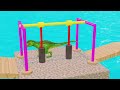 Long Slide Game With Elephant Gorilla Buffalo Hippopotamus Tiger - 3d Animal Game - Funny 3d Animals