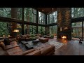 Early Morning Living Room in Forest with Slow Piano Jazz Music ☕ Relaxing Jazz Music for Work, Study