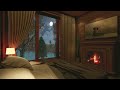 Cozy Bedroom Ambience - Rain on Window with Crackling Fire for Sleep, Study, Relaxation