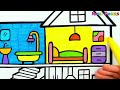 Miniature House Drawing, Painting and Coloring for Kids & Toddlers | Let's Draw, Paint Together #254
