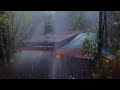 sleep instantly in 3 minutes with heavy rain and thunder in old house in forest at night