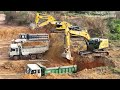 Excavator Working Digging Dirt Loading Dump Truck - Cat 320 Excavator - Komatsu Pc350 Lc Excavator