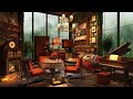 Jazz Instrumental Music with Relaxing Rainy Sounds ☕ Cozy Cafe Shop Ambience ~ Warm Jazz Piano Music