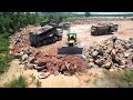 Amazing Impressive Activities Trucks Congested Waiting To Unloading Stones While Some Dozer Broken