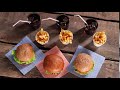 hamburgers with fries and cola fast food menu on table cool drinks and tasty burgers del