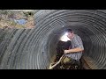 Removing Very Thick Beaver Dam From Tight Culvert Pipe Filled With Mosquitoes