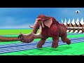 Prehistoric Mammals Mammoth vs Dinosaurs vs Reptiles Be Fast and Run Away from Spike Roller - ARBS