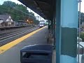 bi level express on local track with loud horn