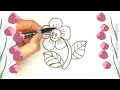 how to draw cute beautiful GIRL 👧 and FLOWER 🌼 step by step.Easy drawing and painting for kids.