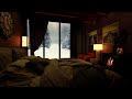 Cozy Bedroom Ambience Snow and Fireplace Sounds | ca. 8 Hours | Sleeping, Reading, Relaxation