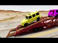 TRANSPORTING PIXAR CARS & FRUITS WITH COLORED & JOHN DEERE vs CLAAS vs TRACTORS - BeamNG.drive