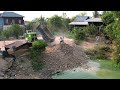 Start a new project!! Bulldozer KOMATSU D20P And Dump Truck 5Ton ​Pouring Soil To Delete Deep Pond​​