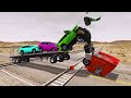 Flatbed Truck Mcqueen  | Transportation with Truck - Pothole vs Car #70 - BeamNG.Drive