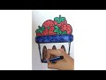 Strawberry Basket step by step coloring drawing panting for Kids and Toddlers