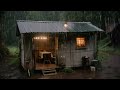 Fall Asleep in 3 Minutes with Heavy Rain in a remote hut in the middle of the forest