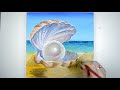 Sea ​​shell/Acrylic Painting/painting step by step/ASMR video #19