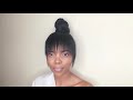 HOW TO DO A BUN AND BANGS ON SHORT NATURAL 4C HAIR| NO GLUE| NO HEAT|SOUTH AFRICAN YOUTUBER