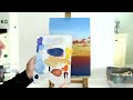 How to paint a Sunset over the ocean for beginners/medium - Acrylic painting tutorial ocean sunset