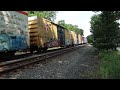 Outbound MBTA Commuter Rail and CSX L048 (L002) in Ashland, MA on 8/3/23