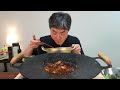 On days when I'm craving meat~ Grilled kimchi with spicy ramen and vegetables! Pork belly mukbang!