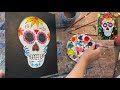 Sugar Skull Acrylic Canvas Painting Tutorial