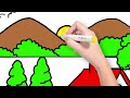 How To Draw Landscape For Kids and Toddlers ⛰️🌈 Easy Scenery Drawing And Coloring