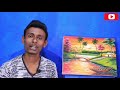 Sunset in a beautiful village || sunset nature scenery painting || nature painting easy and simple