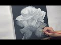 White Rose in Glow / Acrylic Painting Step by Step #214