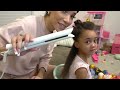 Straightening Ziya's Hair for the FIRST Time! (Curly to Straight Hair Routine 2022)
