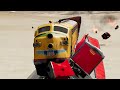 Impossible Y Shape Overlapping Rail Tracks Vs Train Crossing - BeamNG.Drive